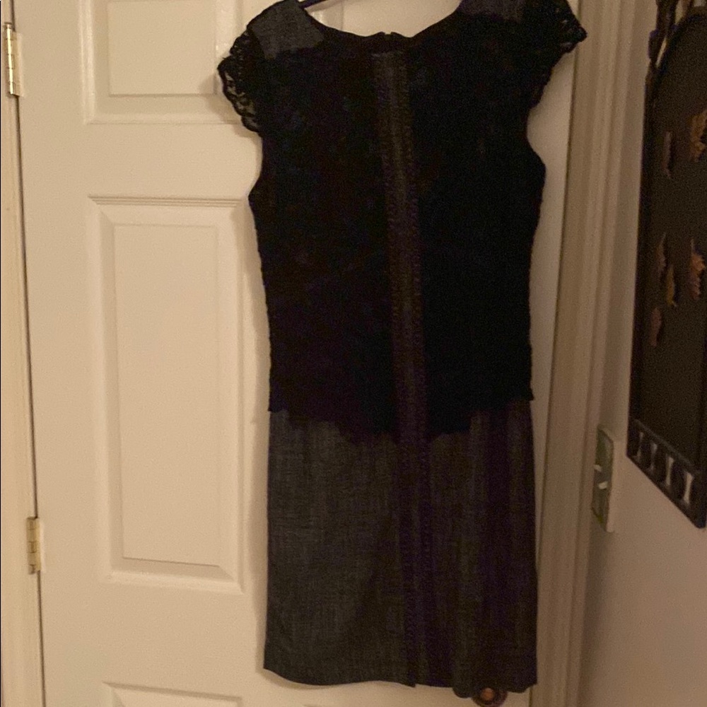 Elegant Black and Gray Lace Dress